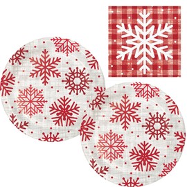 Snowflake Themed Party Supplies | Paper Dessert Plates & Beverage Napkins for 16 People | Fun "Let It Snow" Winter Holiday Design Bundle