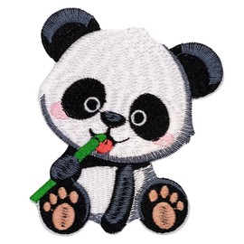 EMBRO BOF Bamboo Buddy Panda Patch – 3.5 inches, Cool Colorful Appliques for Children – Embroidered Kids Iron On Patches for Backpacks