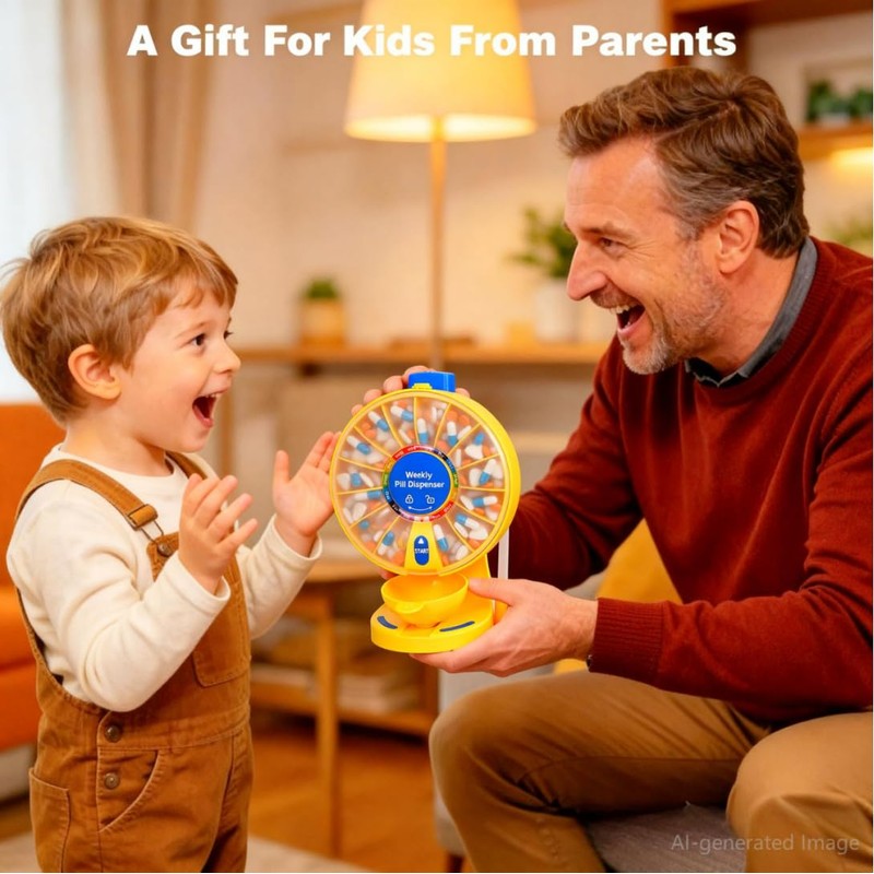 Daily Pill Organizer with One-Touch Button & Child Lock for