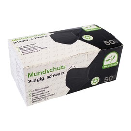 Medi-Inn+ Mouth Guard Respirator Face Mask Disposable Mask with Elastic Bands Type II 3-Ply Black (Pack of 50)