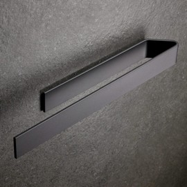 Adhesive Hand Towel Holder, 15.7 Inch Sticky Towel Bar Wall Mounted, Aluminium Kitchen Hand Towel Rack for Bahtroom Hotel RV Kitchen - Black