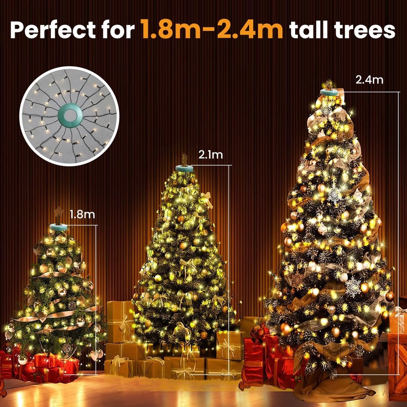 Christmas Tree Lights, 2Mx16 Xmas Tree Lights 400LED Christmas Lights