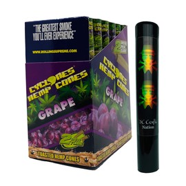 DC Crafts Nation Child Resistant Protector with Cyclones Grape Cones 24 Count Box - Rasta Skull