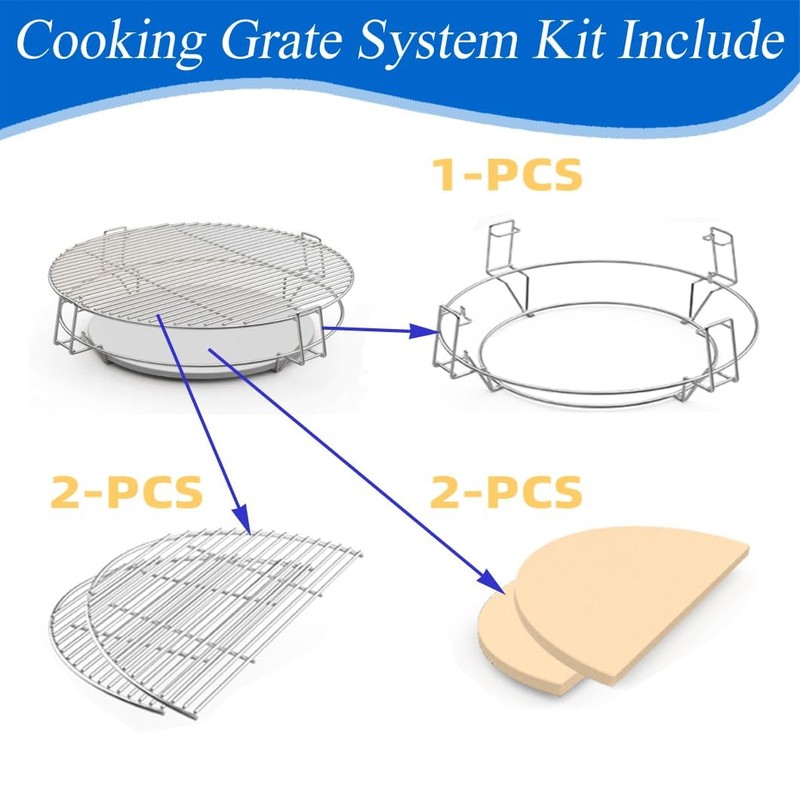 Cmanzhi S24 (1-Pack) Cooking Grate System Grilling Accessory for Weber