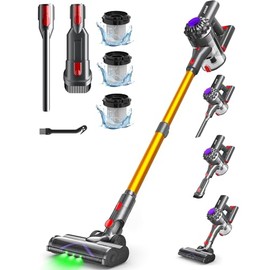 Cordless Vacuum Cleaner, 450W 40KPA Vacuum Cleaners for Home, 45 Mins Lightweight Stick Vacuum Cordless with LED Display, Rechargeable Battery Vacuum for Carpet,Pet Hair,Hardwood Floor