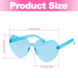 Bojueshaw Heart Shape Sunglasses - Multicolor Rimless Heart-shaped One Piece Glasses,Love Heart Shaped Glasse for Summer Party Costumes Cosplay(Blue)
