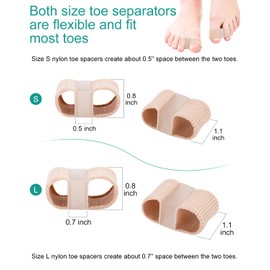 Toe Spacers for Women Men Bunion Correct, Toe Separators for Bunion Correction, Hammer Toe Straightener Toe Spreaders with 2 Elastic Toe Loops and Soft Gel Pads, Good for Relief (S+L)