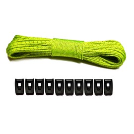 Guyline & Tensioner Kit by LiteOutdoors - 60' - 1.8mm Ultralight Reflective Tent Cord, Lightweight Non-Slip Cord Adjusters, for Camping, Hiking, Backpacking Paracord Rope Guy Line