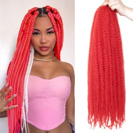 Marley Twist Braiding Hair 24 Inch 8 Packs – Fluffy&Tangle-Free Cuban Twist Hair for Braiding, Natural Look Synthetic Long-Lasting Spring Afro Kinky Twist Hair Extensions (RED)