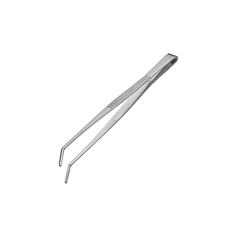 ANEX Stainless Steel Tweezers, Serrated Type, Curved Tip, 7.1 inches
