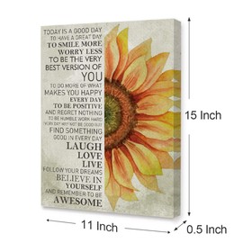 Today is A Good Day Inspirational Canvas Wall Art,Believe in Yourself Positive Moticational Canvas Framed Wall Art Ready to Hang for Teens Girls Boys Living Room Home Bedroom Wall Art Decor 12''x15''