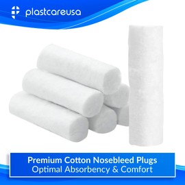 100 Nose Bleed Stopper Plugs - 1.5 Inch Cotton Rolls to Stop a Nosebleed for Kids or Adults - Extra Absorbent Nose Bleed Plugs by PlastCare USA
