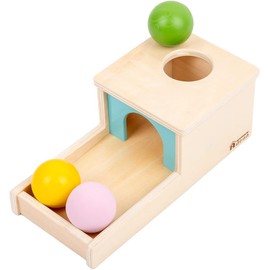 Adena Montessori Object Permanent Box with Tray, Three Balls, Montessori Toy for Babies from 6-12 Months, from 1 Year (Small Box - for Boys)