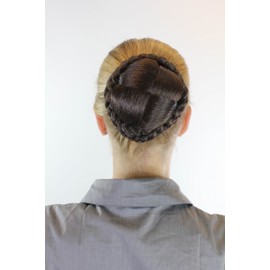 Hairpiece Hairbun BUN hairknot knot beautiful and traditional PLAIDED strands plaid BROWN N796-6