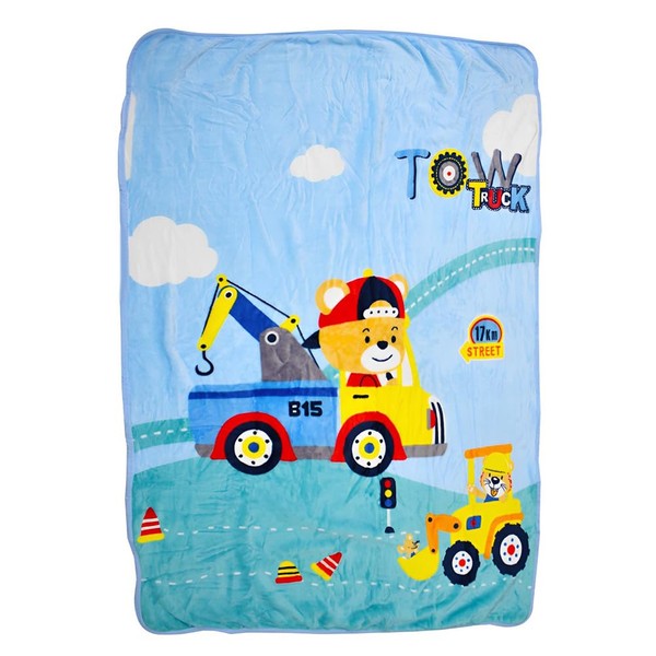 SYTTNUM Construction Throw Blanket, Cartoon Print Fluffy Fleece Blanket for