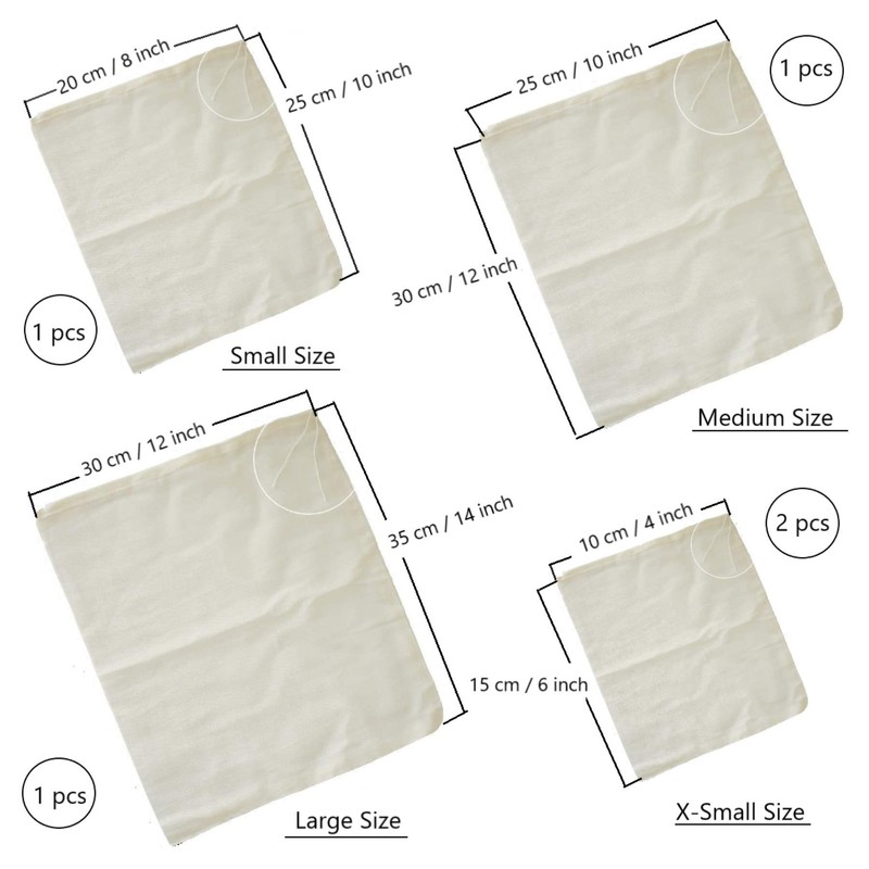 AUXIN Nut Milk Bags,100% Cotton Cheesecloth Bags,Yogurt/Coffee/Tea Strainer,Reusable Almond Milk,Oat