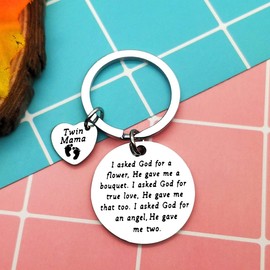 Twin Mom Gift Twin Mum Keyring Twin Mum Gift for Mom Of Twins Gift New Mom Keychain Twins Keyring To Be Mommy Gift New Mom Keyring Mother Of Twins Keychain Twin Mama Gift God Gave Me Two Twin Keychain