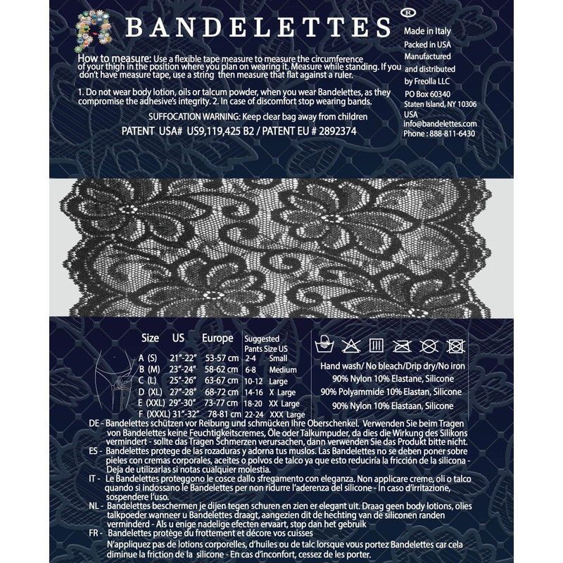 Bandelettes Sexy Anti-Chafing, Elastic Thigh Bands, Prevent Friction - Black