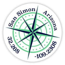 San Simon Arizona 2-Inch Vinyl Decal Sticker Latitude Longitude Compass Design
