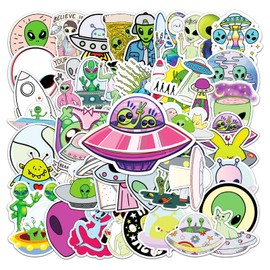 50Pcs Aliens Stickers Cool Stickers no Repeat Stickers for Kids Adults Teens Waterproof Vinyl Sticker for Luggage Computer Skateboard Bike for for Kids Teens Girls (Aliens)