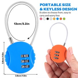 Tenbrachian 8 Pcs Combination Padlocks, Small Padlock for Suitcase Padlocks, 3 Digit Luggage Locks with Codes, Security Travel Combination Locks for Suitcase Backpacks Bag Cabinets Gym Locks(Round)