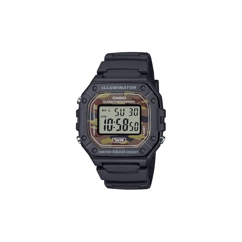 Casio Collection W-218H Wristwatch, Genuine Domestic Product, black/camouflage