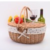 RURALITY Wicker Picnic Basket with Lid and Handle Sturdy Woven