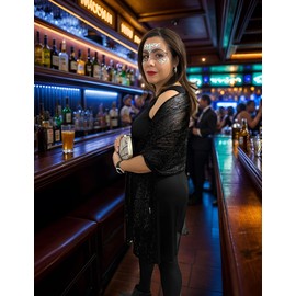 Rheane Shawls and Wraps for Evening Dresses and Weddings - Formal Black Shawls with Black Glitter