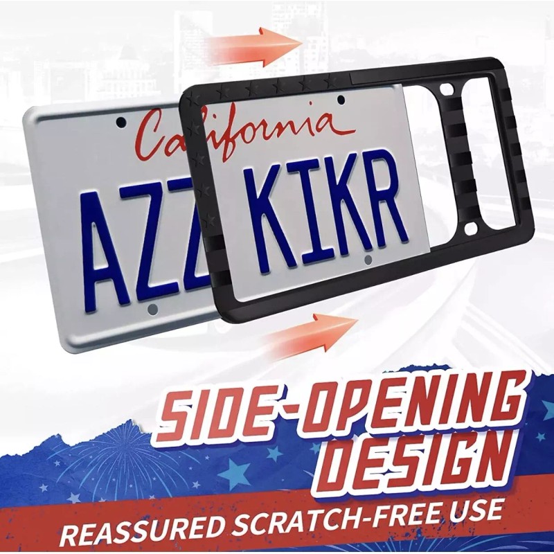 BLVD Silicone American Flag License Plate Frame 2 Packs, USA