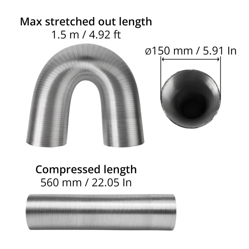 Ø150 mm - 1.5m / Ø6'' - 4.9ft - Flexible