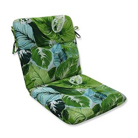 Pillow Perfect Outdoor/Indoor Lush Leaf Jungle Round Corner Chair Cushion, 40.5" x 21", Green