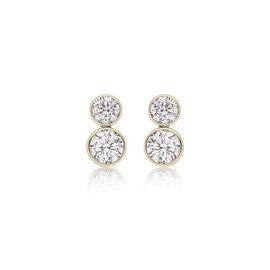 Carissima Gold Women's 9 ct Yellow Gold Cubic Zirconia 5.2 x 9.7 mm Graduated Two-Stone Stud Earrings