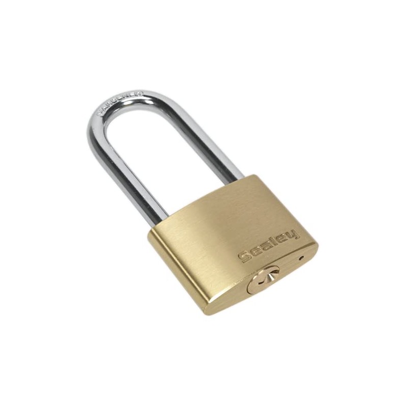 Sealey Pl102L Brass Body Padlock Long Shackle 50Mm