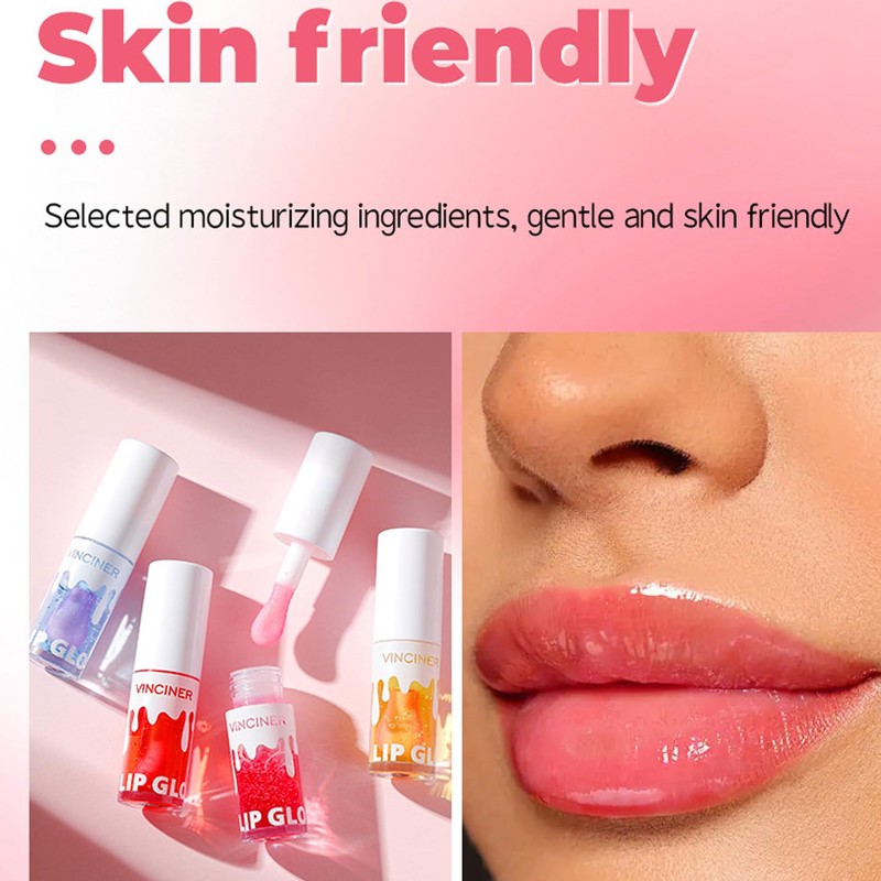 Sitovely 4PCS Hydrating Lip Oil, Fruit Flavoured Lip Glow Oil,