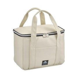 Elegant City Cool Bag in Cream White 28 x 18 x 21 cm, Approx. 10.5 L Volume with Wide Carry Handles for Picnics, School, Excursions, Travel, Cosmetics