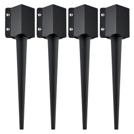 4 Pack Fence Post Anchor Ground Spike 24 X 4 X 4 Inches Outer Diameter 3.5 X 3.5 Inches Inner Diameter Metal Black Powder CoatedWidth: 3.5 inch, Quantity: 4 Pieces