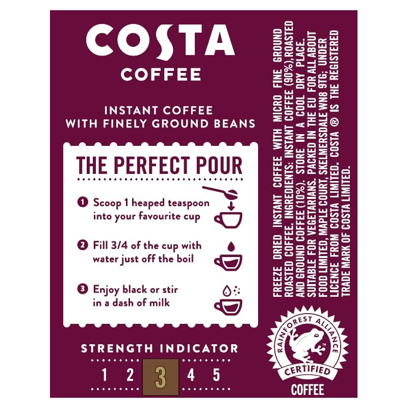 Costa Instant Smooth Medium Roast Coffee, 100g