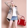 Patent Leather Dome Satchel Purse Zip-around Handbag Multi-Pocket Shoulder Bag