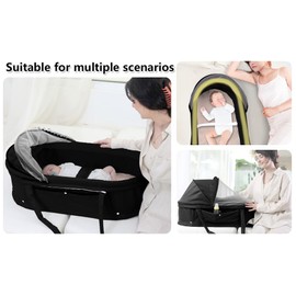 surebaby 2-in-1 Portable Travel Bassinet & Baby Sleeper Bed, Lightweight Foldable Bassinet with Sunshade Cover, Compact Folding Design for Newborns & Infants (Black, Washable)