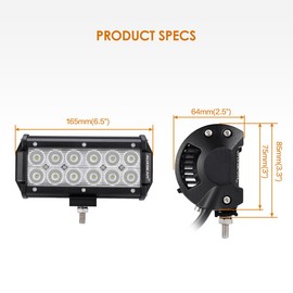 Auxbeam 7inch LED Light Bar, 36W Spot Off Road Driving Light Super Bright Led Spot Light Pod IP67 Waterproof Backup Light for Trucks 4x4 Military Mining Boating Farming and Heavy Equipment