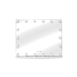 Prinz Lightup Vanity Mirror with 18 LED Lights, 25" Hollywood Makeup Mirror for Bedroom or Dressing Room, Tabletop, White