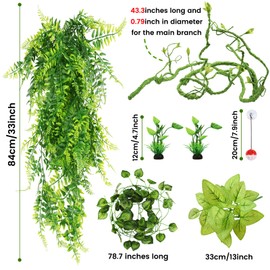 QUOZUO Bearded Dragon Accessories - Terrarium Hanging Plant Vines, Reptile Plants, Toys Ball With Bells, Leopard Gecko Tank Accessories for Lizard Snake Geckos Chameleon