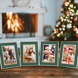 4 Pack 6x4 Picture Frames with Modern Style,Matted for 4x6 inch Photo Frames, 15 x 10 cm Green Color Farmhouse Rustic Photo Frame (4x6 inch) (green, 4X6)