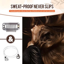 Invisible Wire Hair Extensions Real Human Hair - 12 Inch 70G Bleach Blonde Transparent Fish Line Clip-Ins Hair Piece, 100% Remy Human Hair Extensions for Women