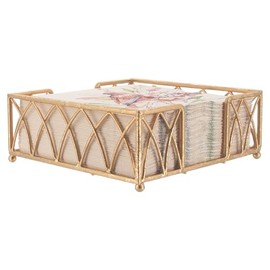 Boston International Arch Design Lunch Napkin Holder Caddy, Gold Leaf