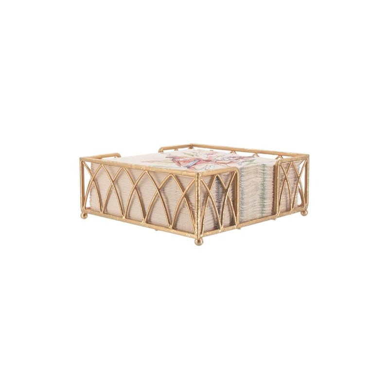 Boston International Arch Design Lunch Napkin Holder Caddy, Gold Leaf