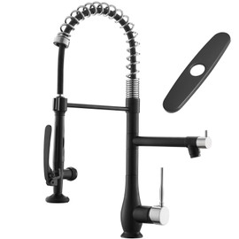 GIMILI Kitchen Faucet with Pull Down Sprayer Single Handle High Pressure Kitchen Sink Faucet Commercial Double-Headed Stainless Steel Kitchen Faucets Brushed Nickel and Black