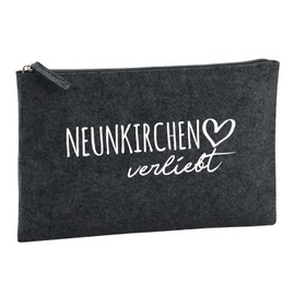 Huuraa Kulturbeutel Neunkirchen verliebt Geschenk 1 Liter Charcoal Filz Neunkirchen Geschenkidee