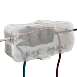 Flemoon Medium Outdoor Electrical Box Waterproof with Clear Lid, Weatherproof Extension Cord Cover for Photocell Light Sensor Timer, Power Strip, Outlet, Plug, Socket, Transparent and White