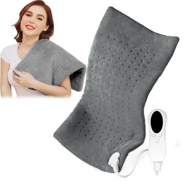 Compresa Caliente Electrica,Cojin Electrico para Alivio De Dolores de Espalda,Hombro Y Cuello,60 X 30 cm,Almohadilla Termica Terapia con Multi Temperatura Ajustable y Temporizador,Heating Pad